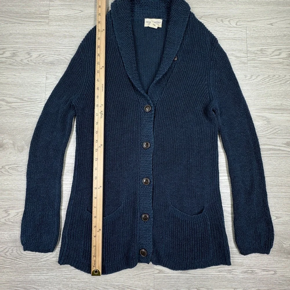 Denim & Supply Ralph Lauren Men's Cardigan Sweater Navy Blue Large Linen Blend